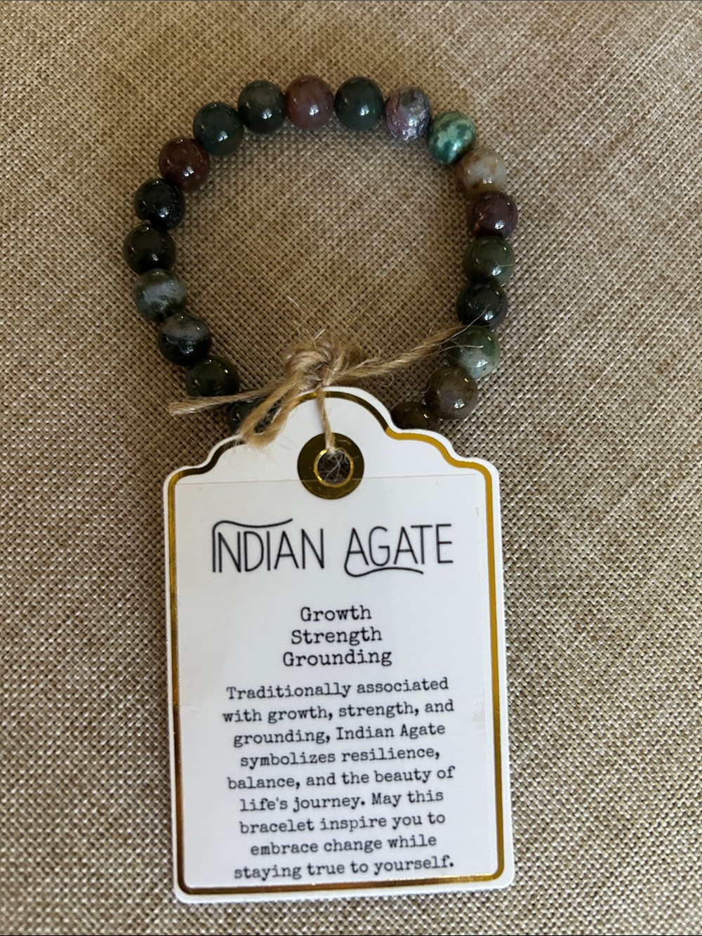Indian Agate Beaded Stretch Bracelet